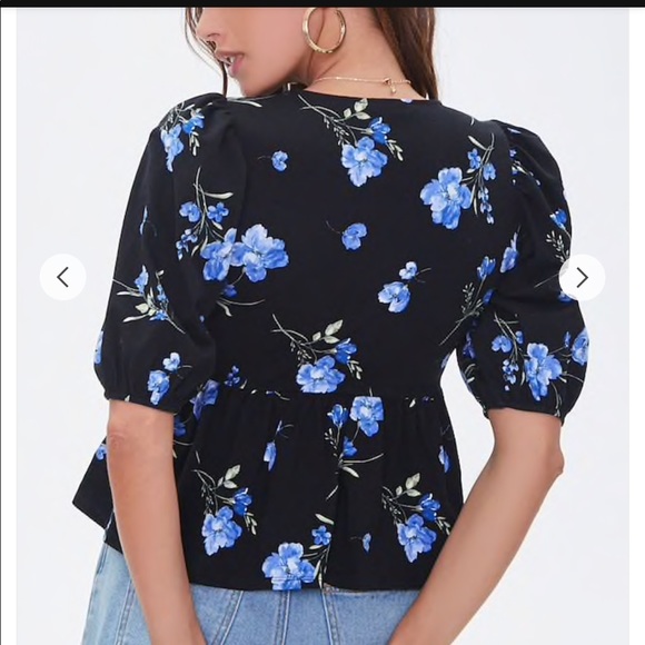 NWT STYLISH & CUTE FLOWER PRINT FEMININE TOP - Picture 3 of 8